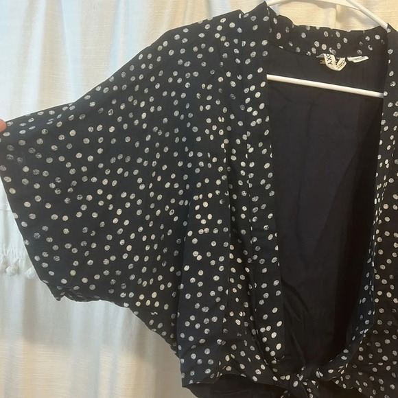 Roxy Vacation Vibe Kimono/Cover Up navy blue white polka dot size M - Picture 7 of 8